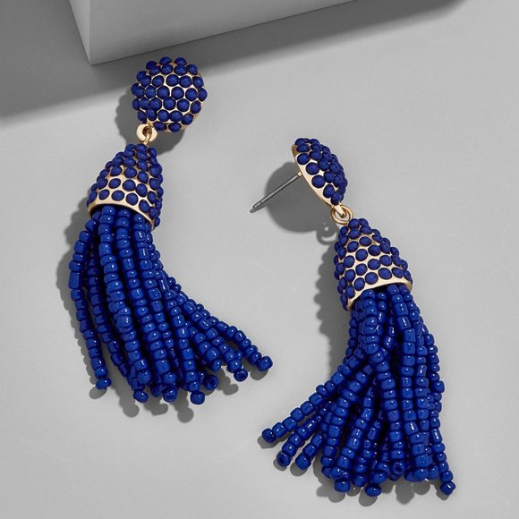 BaubleBar Mini Piñata Tassel Earrings Cobalt Blue - Picture 1 of 6